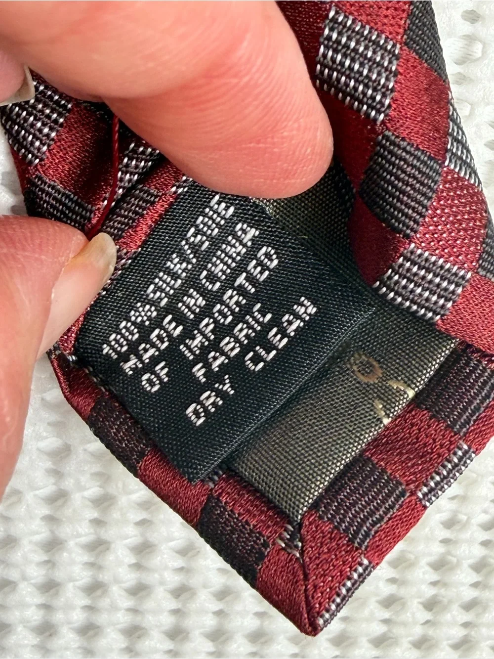 Calvin Klein Red and Gray Diamond Check Tie-professional and Classic